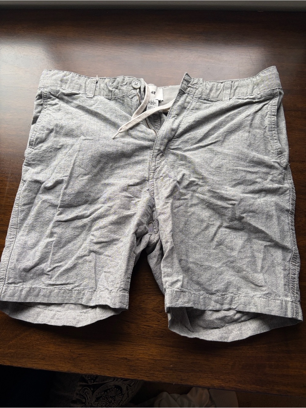 H&M Men's Light Gray Flat Front Drawstring Shorts